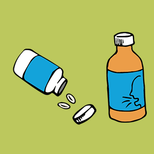 Cartoon illustration of medications